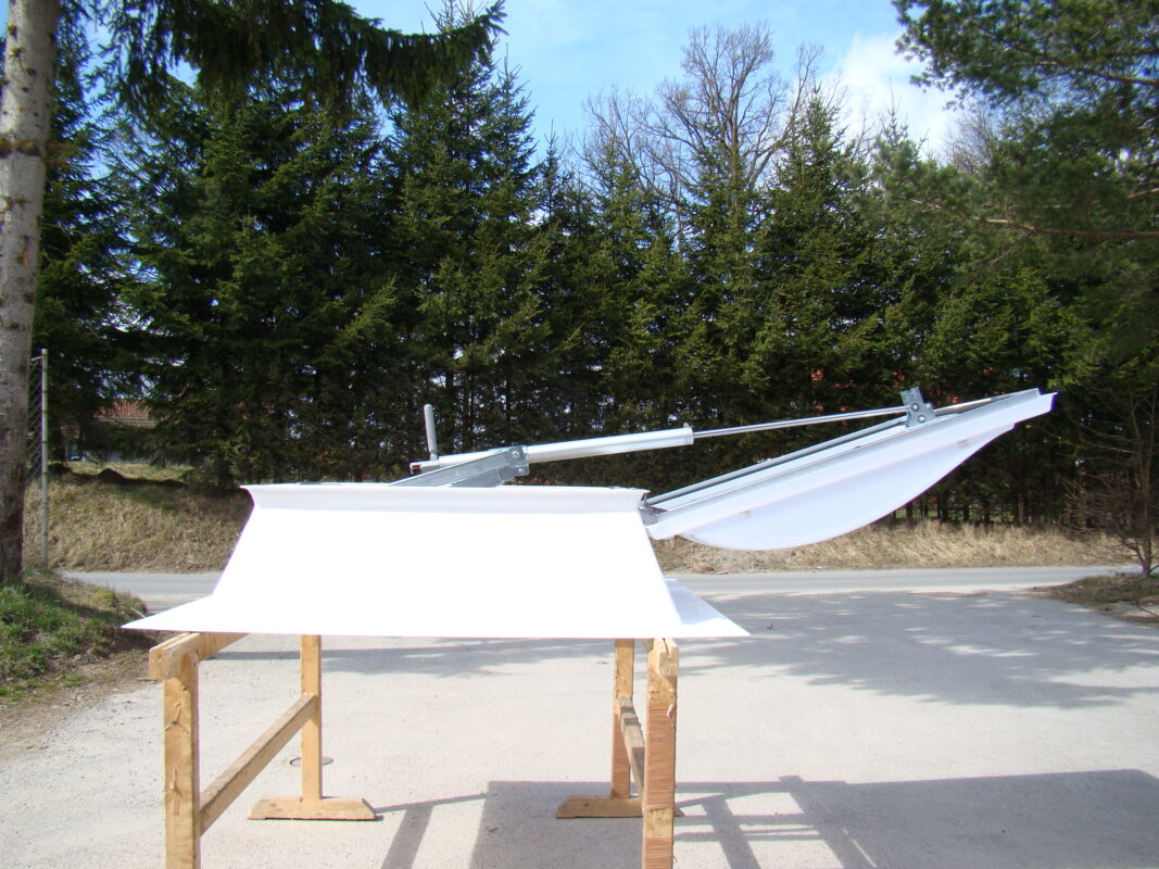 Open dome on a white upstand before installation