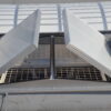 Open double-leaf hatch in a continuous rooflight